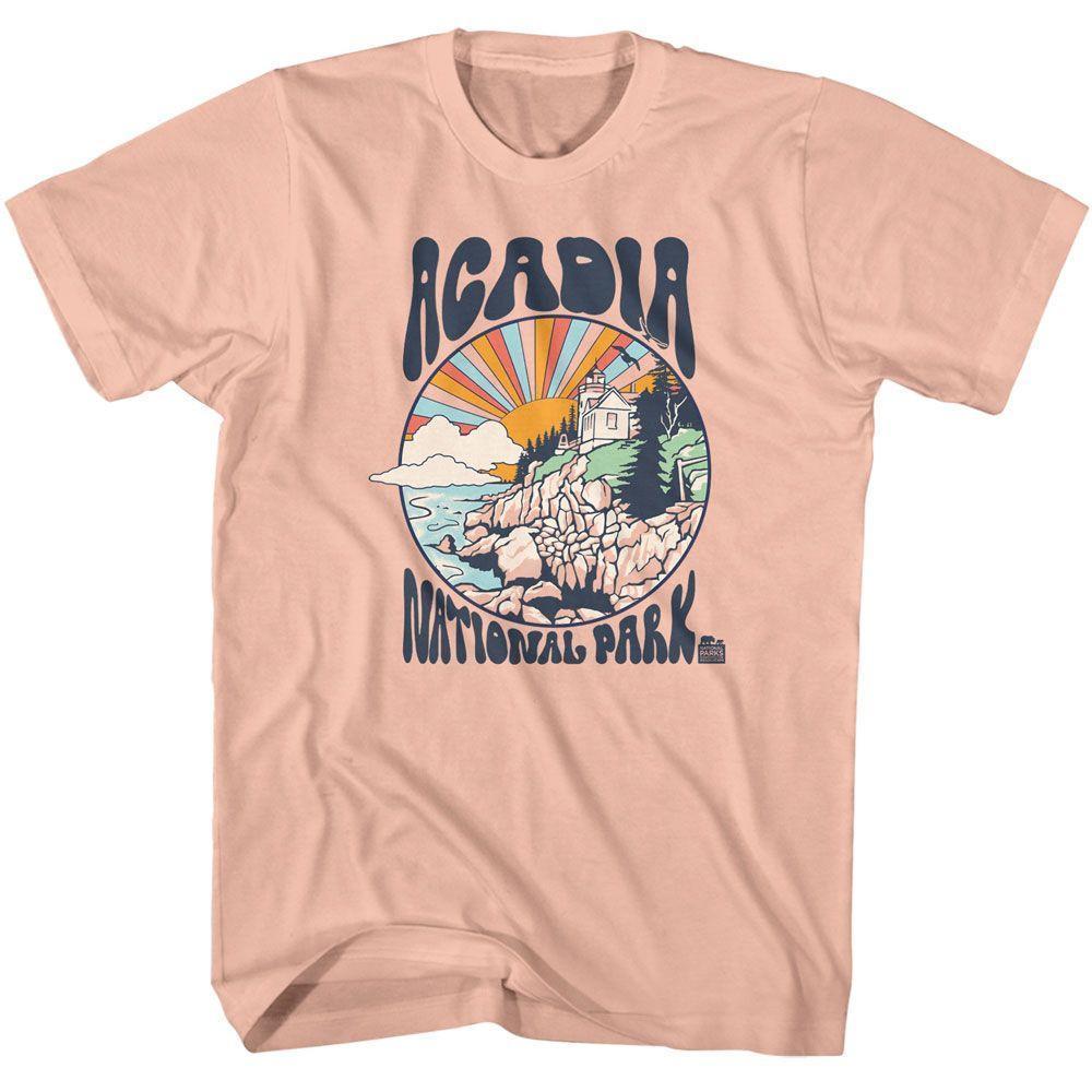 National Parks Acadia Colorful Sun Peach T-Shirt
